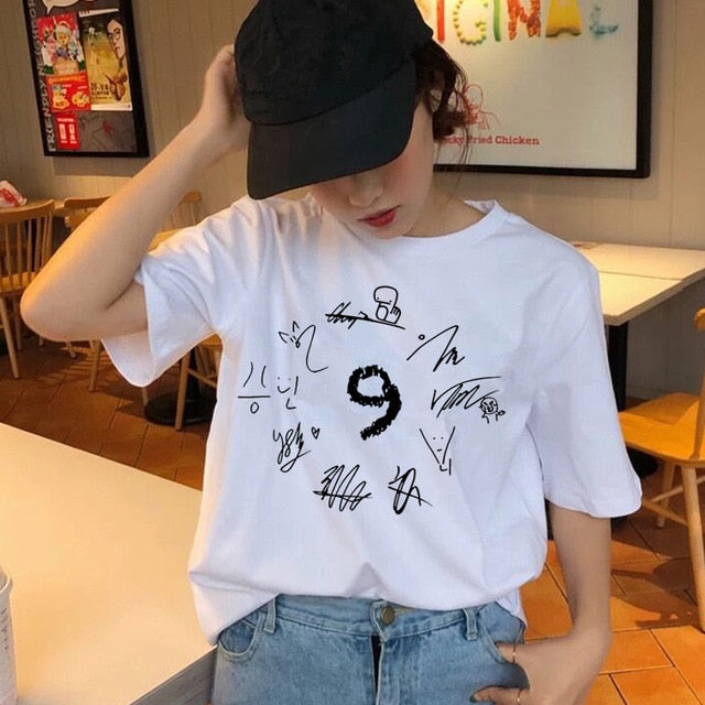 Stray Kids Women T-shirt  Short Sleeve  Tops Hip Hop Female Tee Shirts