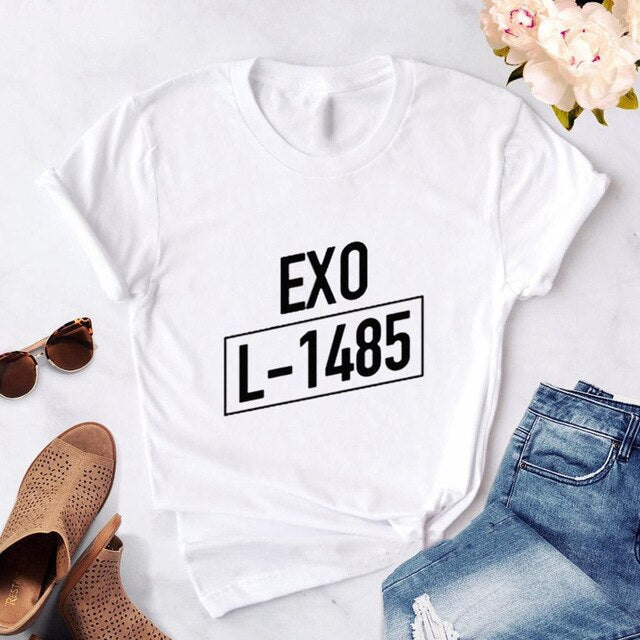 Fashion EXO Letter Tshirt Women Print 2020 new Kpop Korean style T-Shirt Casual Short Sleeve Tees Shirt Tops Clothes
