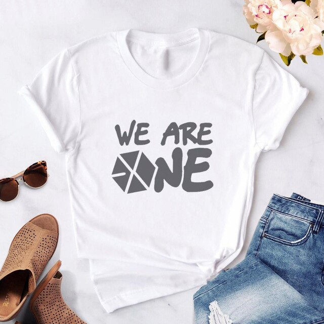 Fashion EXO Letter Tshirt Women Print 2020 new Kpop Korean style T-Shirt Casual Short Sleeve Tees Shirt Tops Clothes