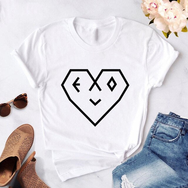 Fashion EXO Letter Tshirt Women Print 2020 new Kpop Korean style T-Shirt Casual Short Sleeve Tees Shirt Tops Clothes