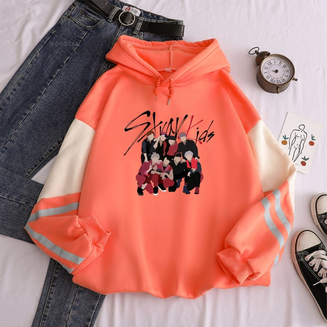 Stray Kids Korean Style KPOP Rap Music Men Hoodies Cool Cartoon Graffiti Stage Photos Fans Streetwear Swestshirts Women