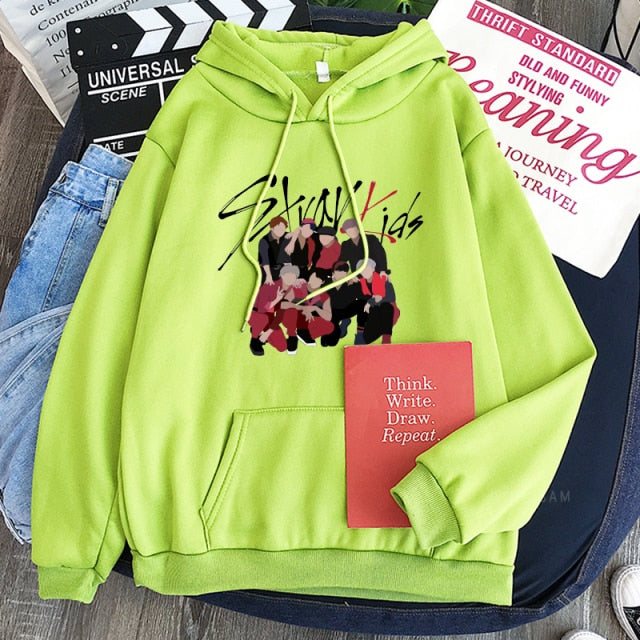 Stray Kids Korean Style KPOP Rap Music Men Hoodies Cool Cartoon Graffiti Stage Photos Fans Streetwear Swestshirts Women