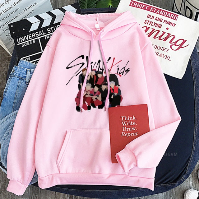 Stray Kids Korean Style KPOP Rap Music Men Hoodies Cool Cartoon Graffiti Stage Photos Fans Streetwear Swestshirts Women