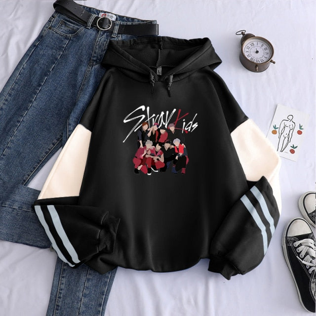 Stray Kids Korean Style KPOP Rap Music Men Hoodies Cool Cartoon Graffiti Stage Photos Fans Streetwear Swestshirts Women
