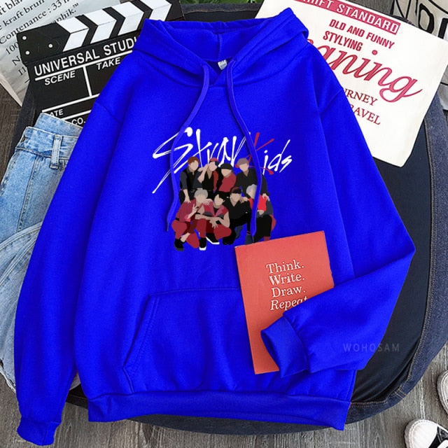 Stray Kids Korean Style KPOP Rap Music Men Hoodies Cool Cartoon Graffiti Stage Photos Fans Streetwear Swestshirts Women
