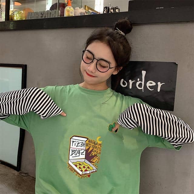 Kpopshop Originals - star embroidery korean Women Funny T-Shirts white Black Tops Female - Kpopshop