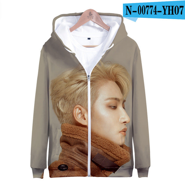 Ateez 3D Women Zipper Hoodie Sweatshirt New Style Korean Popular Combination Sweatshirt - Kpopshop