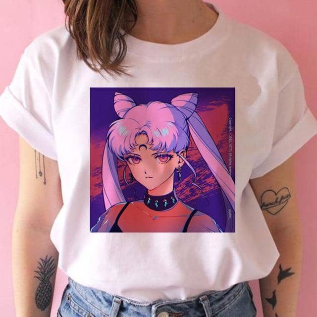 Kpopshop Originals - Funny Sailor Moon Women  Aesthetic 90s T-shirt Tops Tee Short Sleeve - Kpopshop