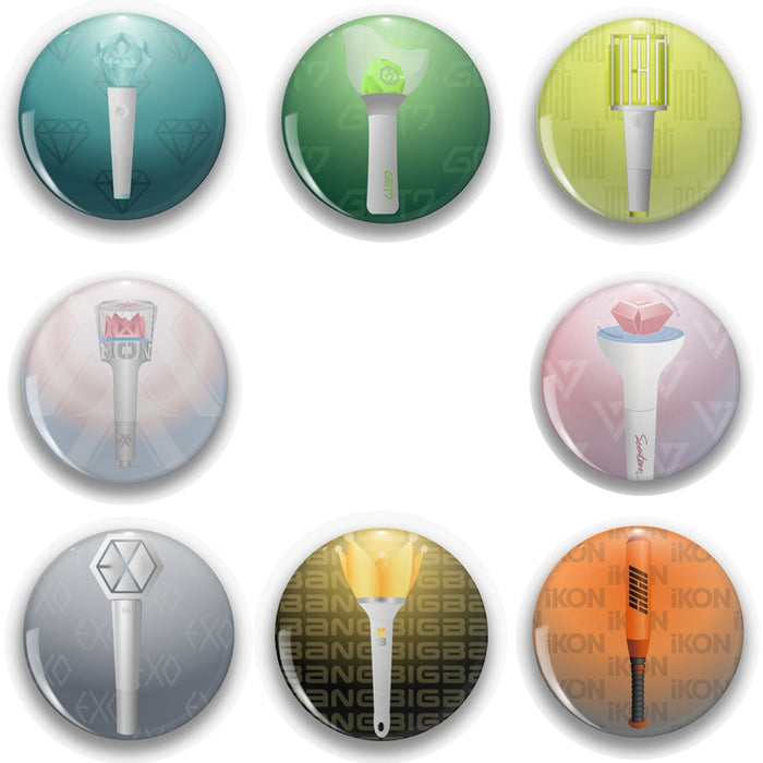 GOT7 IKON NCT SHINEE EXO Big Bang Light Stick Pattern Brooch Bag Clothing Decor