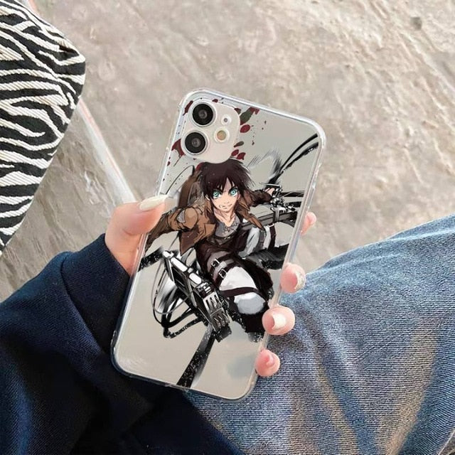 Hot Anime Attack On Titan Phone Case Transparent for iPhone 11 12 mini pro XS MAX 8 7 6 6S Plus X 5S SE 2020 XR