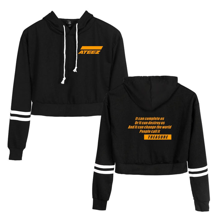 Hot Sale Ateez Kpop Sweatshirts Women Korean Navel Hoodies Sweatshirt Printed Cool Sexy Stylish New Popular Pullover Streetwear