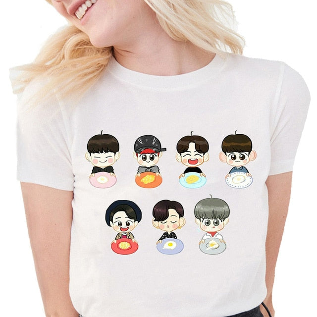 Hot Sale T-shirt GOT7 Kpop JB JR BAMBAM Cute Cartoon T Shirt Women Clothing Casual Tee Tops Female Short Sleeve Summer