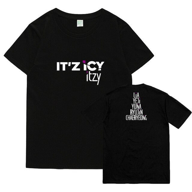 ITZY combination album IT'z ICY surrounding summer loose clothes Kpop short-sleeved Round Collar printing men and women T-shirt