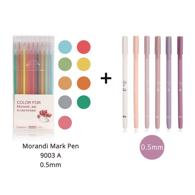 6pcs/set Creative cute Simple small fresh gel pen kawaii Quick drying Cap neutral pen journal supplies
