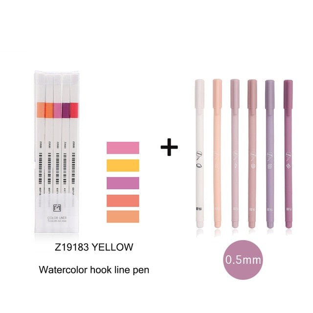 6pcs/set Creative cute Simple small fresh gel pen kawaii Quick drying Cap neutral pen journal supplies