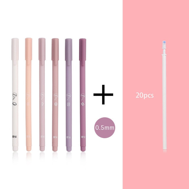 6pcs/set Creative cute Simple small fresh gel pen kawaii Quick drying Cap neutral pen journal supplies