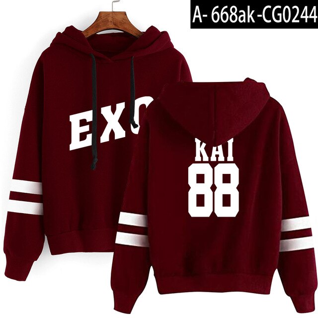 KPOP EXO Hoodies Women/Men Casual Tracksuit Loose Hoodie Sweatshirt Number Printed Korean Soft Cotton Hoodies