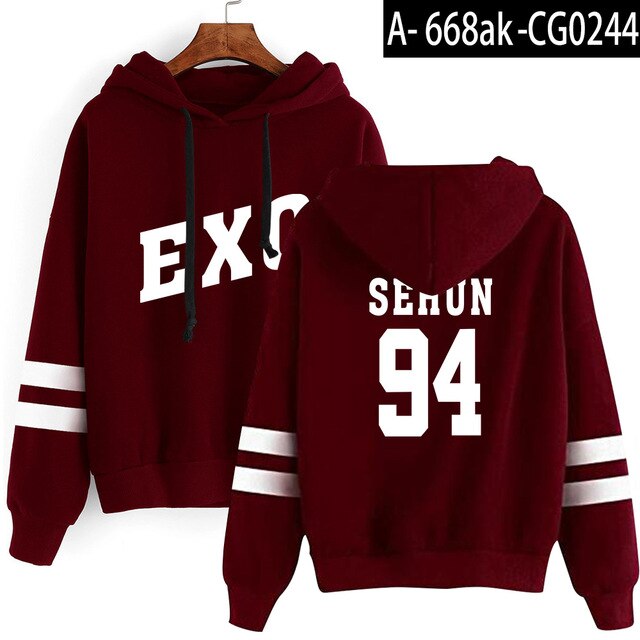 KPOP EXO Hoodies Women/Men Casual Tracksuit Loose Hoodie Sweatshirt Number Printed Korean Soft Cotton Hoodies