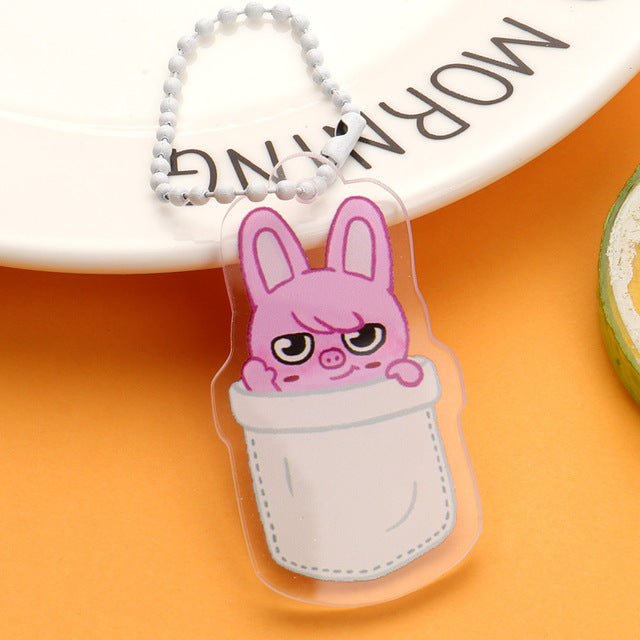 KPOP Stray Kids Cartoon Keychain for Women Men StrayKids Fashion Acrylic Key Ring Holder