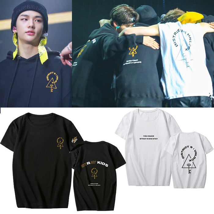 Stray Kids StrayKids Concert District 9 Unlock Short Sleeve T-shirt For Men/Women Korean Streetwear Hip Hop Tee Shirt Sale