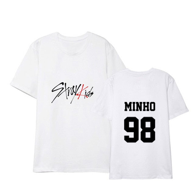 KPOP Stray Kids T Shirt Women Casual Short Sleeve Vogue Clothes Streetwear Tee Shirt Femme Bangchan Jeongin Felix Woojin