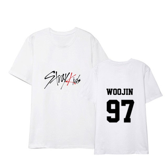 KPOP Stray Kids T Shirt Women Casual Short Sleeve Vogue Clothes Streetwear Tee Shirt Femme Bangchan Jeongin Felix Woojin