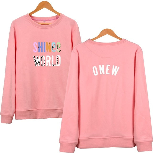 KPOP shinee Hoodies Pullover Sweatshirt For Young shinee Fans Support Clothing shinee Menber Name Print Clothes