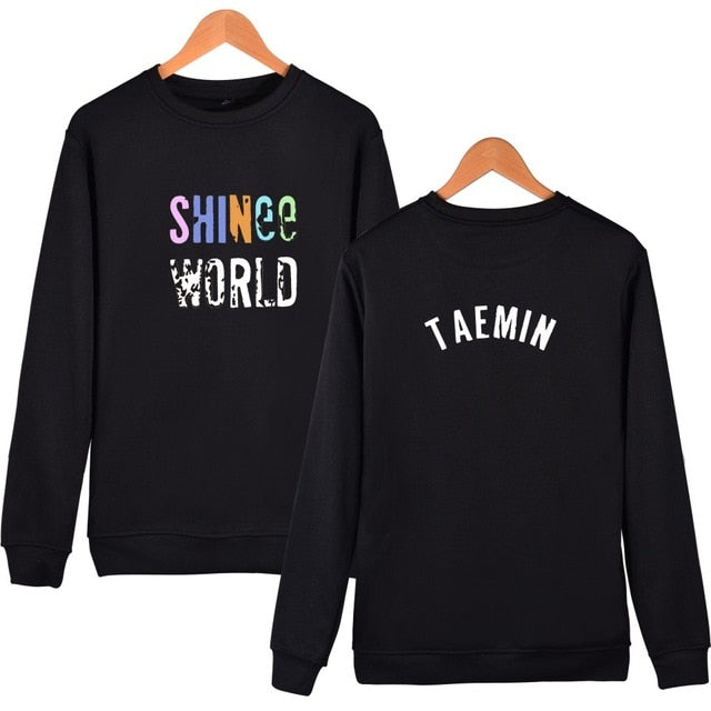 KPOP shinee Hoodies Pullover Sweatshirt For Young shinee Fans Support Clothing shinee Menber Name Print Clothes