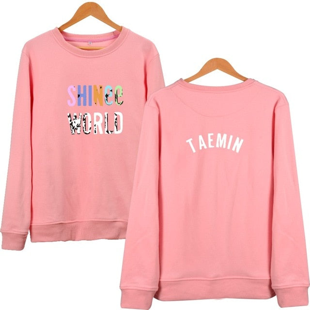 KPOP shinee Hoodies Pullover Sweatshirt For Young shinee Fans Support Clothing shinee Menber Name Print Clothes