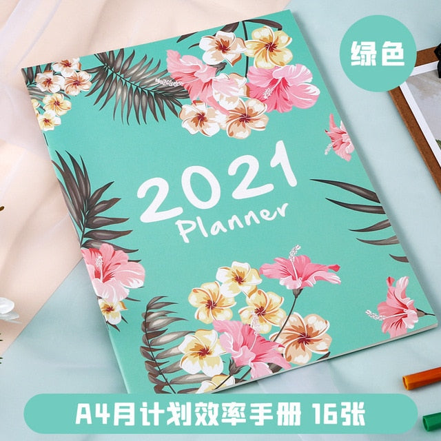 2021 A4 Monthly Plan Notebook Organizer 365 Days Journals DIY Planner Weekly Notepad Kpop Stationery Gift