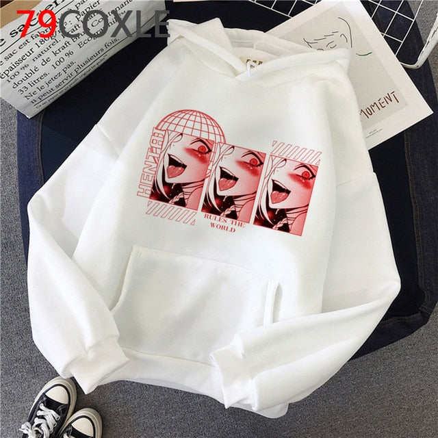 Kawaii Japanese Anime Hoodies Tearful Girl Graphic Hoodie Funny Sad Girl Streetwear Winter  Unisex Sweatshirt Female