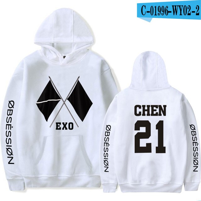 KPOP EXO NEW Logo Hoodie for Women Printed Korean Clothes Album OBSESSION Hoodie Sweatshirt Funny Unisex Tracksuit