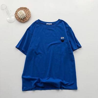 Kpopshop Originals - Korean Embroidery Loose All-match Simple T-shirts Women Candy colors - Kpopshop