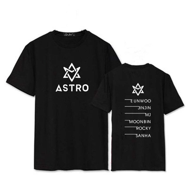 Kpop ASTRO Same Cotton Tshirt Tee MJ JINJIN ROCKY Short Sleeve Fashion Unisex Summer Tops