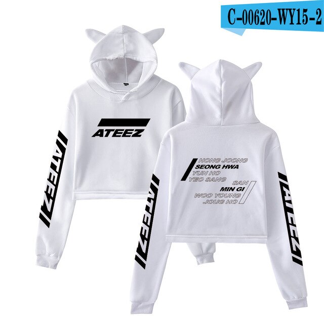 Kpop ATEEZ Cat Crop TopSweaSexy  Hongjoong Seonghwa Yunho Yeosang San Mingi Wooyoung Jongho - Kpopshop