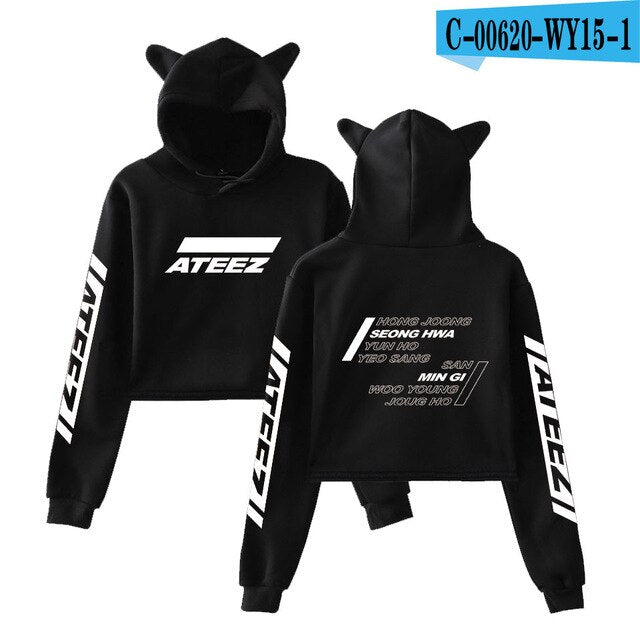 Kpop ATEEZ Cat Crop TopSweaSexy  Hongjoong Seonghwa Yunho Yeosang San Mingi Wooyoung Jongho - Kpopshop