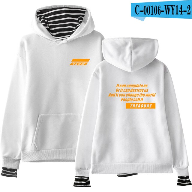 Kpop ATEEZ Fake Two Pieces Women Sweatshirt tshirts Hongjoong Seonghwa Yunho Yeosang San Mingi Wooyoung Jongho - Kpopshop