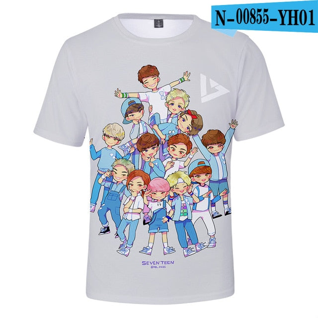 Kpop  Seventeen 3D Printed T-shirts Women/Men  Short Sleeve