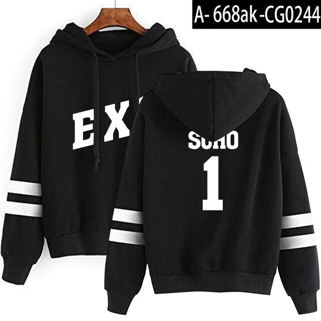 Kpop EXO Sweatshirt Women Chanyeol Casual Tracksuit Loose Hoodie Sweatshirt Korean Style Loose Sweatshirts Soft Simple