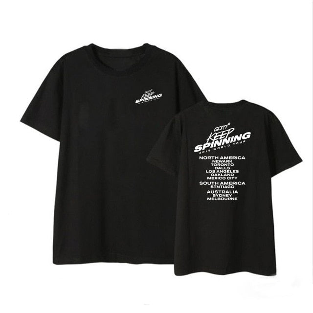 Kpop GOT7 KEEP SPINNING Album Shirts Hip Hop Casual Loose Clothes Tshirt T Shirt Short Sleeve Tops T-shirt DX1095