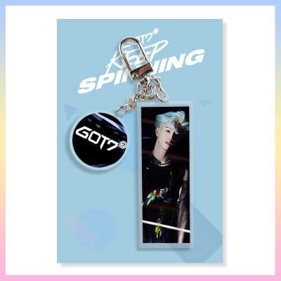 Kpop GOT7 Mark Jackson YoungJae BamBam YuGyeom JinYoung JB Acrylic PVC Rectangular Keychain Star Same Paragraph Surrounding