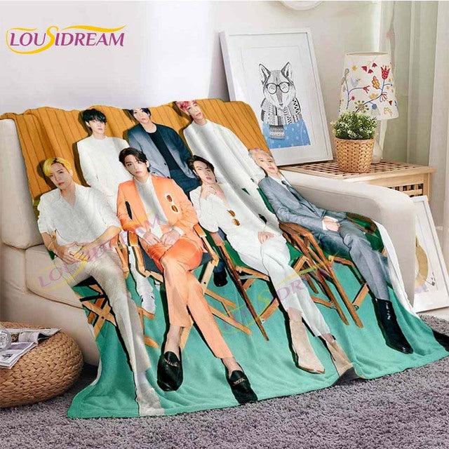 Kpop Bangtan Boys Stray Kids Blanket IDOL Fanart Blanket for Home Sofa Picnic Travel