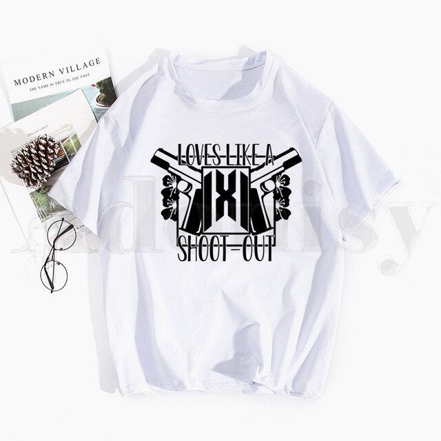 Monsta X K-pop Print T Shirts Spring Tops Tees Men Women Short Sleeve Casual T Shirt Streetwear Funny