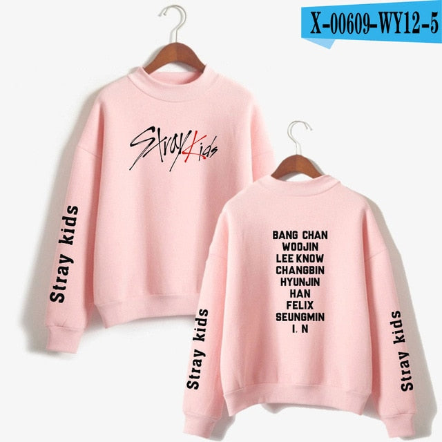 Kpop Stray Kids Turtleneck Hoodies Women Men Hip Hop Sweatshirt Straykids All Member Names Printed Fleece Clothes