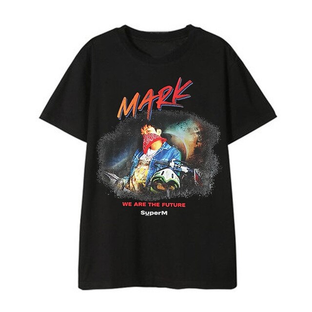 Kpop SuperM Super M BAEKHYUN MARK TAEMIN AR Shirts Fashion Official Same Style Loose Tshirt T Shirt Short Sleeve Tops T-shirt