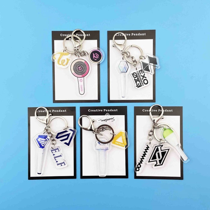 Kpop TWICE keychain Mamamoo Exo SJ Seventeen  LIGHT STICK Key chain Pendant high quality