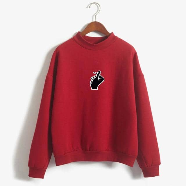 Kpop New Turtleneck Women Funny Gesture Pullover Sudaderas Mujer - Kpopshop
