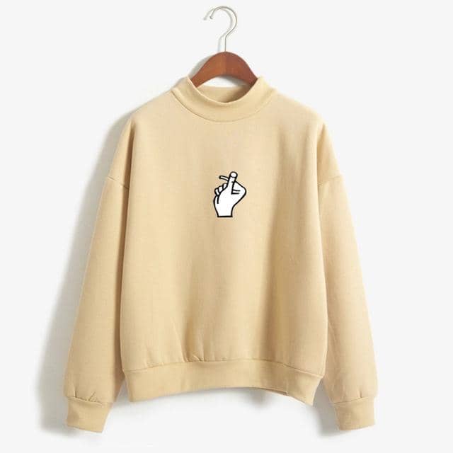Kpop New Turtleneck Women Funny Gesture Pullover Sudaderas Mujer - Kpopshop