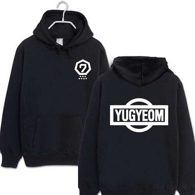 Kpop got7 member name printing black hoodie 2015 autumn men women  loose jackson mark sweatshirt pullover moletom
