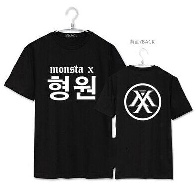 Monsta X member korean name  printing short sleeve T-shirt  men women summer t-shirt